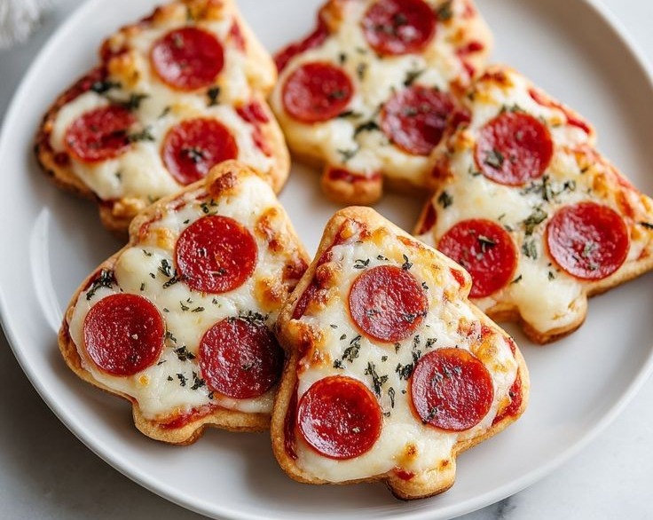 Festive Christmas Tree Pizza: Easy Kids Dinner, Lunch & Party Food top view