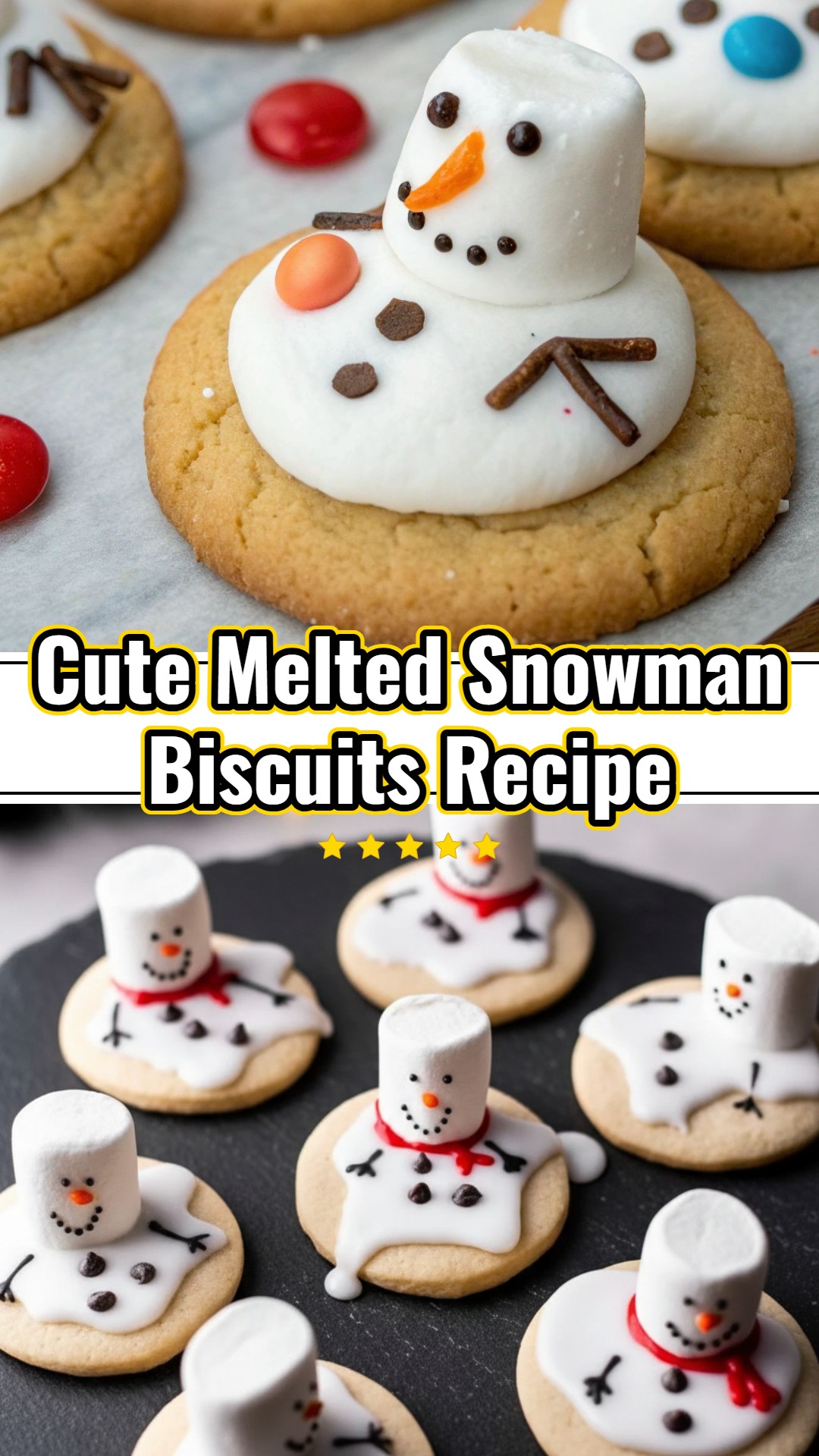 Melted Snowman Biscuits Easy Christmas Cookies Kids Party Food