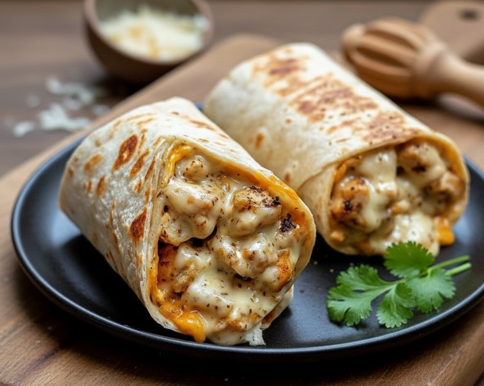 Best Easy Cheesy Garlic Chicken Wraps Baked Dinner Idea top view