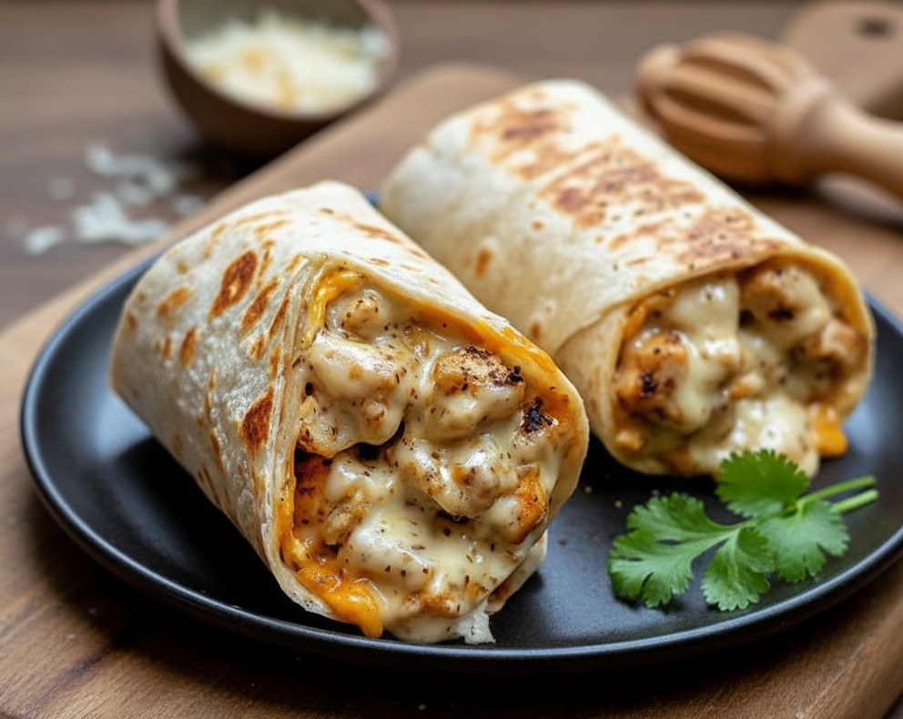 Best Easy Cheesy Garlic Chicken Wraps Baked Dinner Idea suggested serving