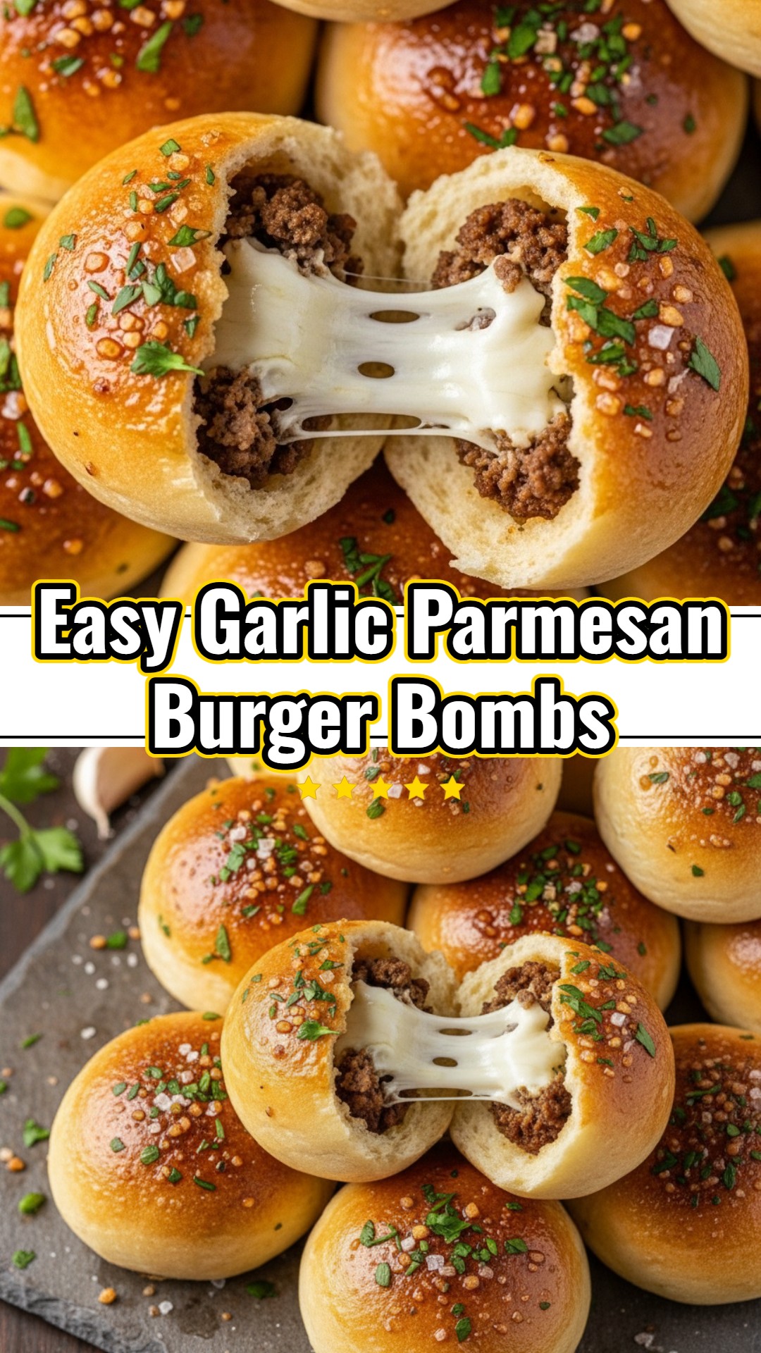 Cheesy Garlic Parmesan Cheeseburger Bombs Bites Recipe