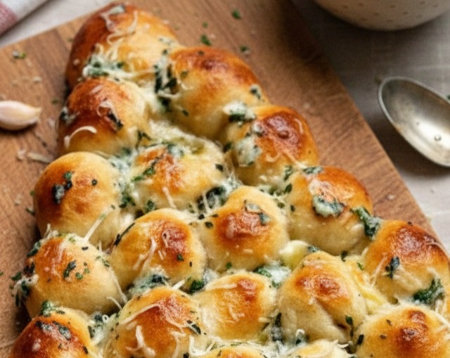 Cheesy Pull Apart Christmas Tree Bread Appetizer suggested serving