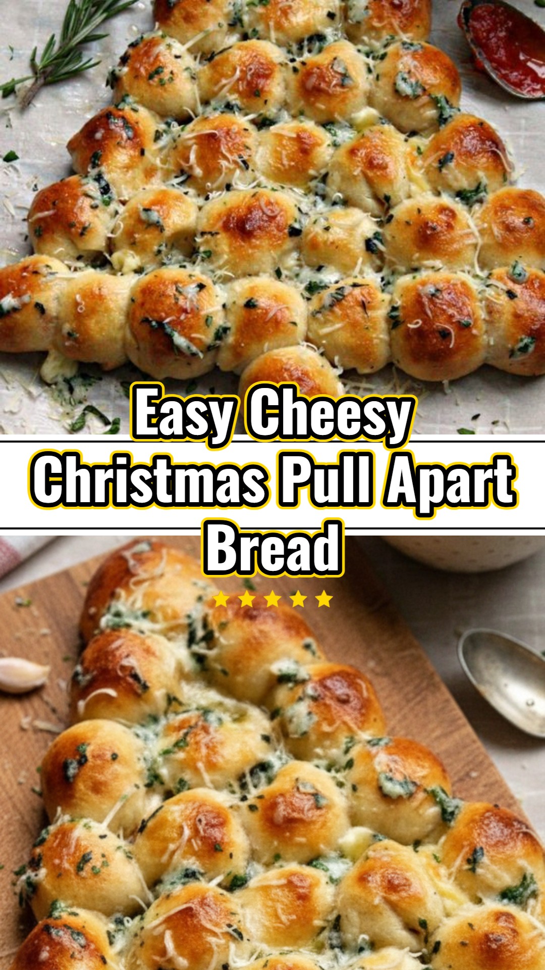 Cheesy Pull Apart Christmas Tree Bread Appetizer