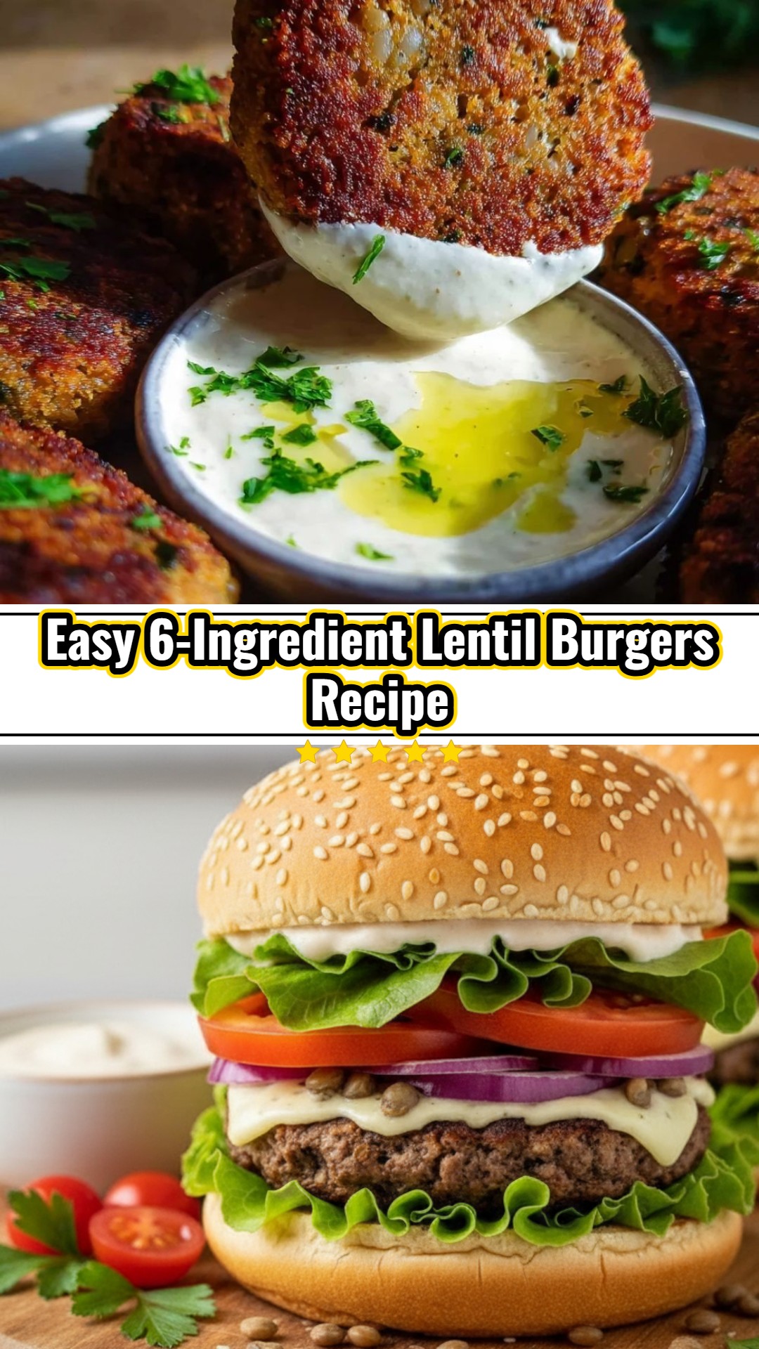 Easy 6-Ingredient Lentil Burgers: Make Healthy Vegetarian Fast Recipe