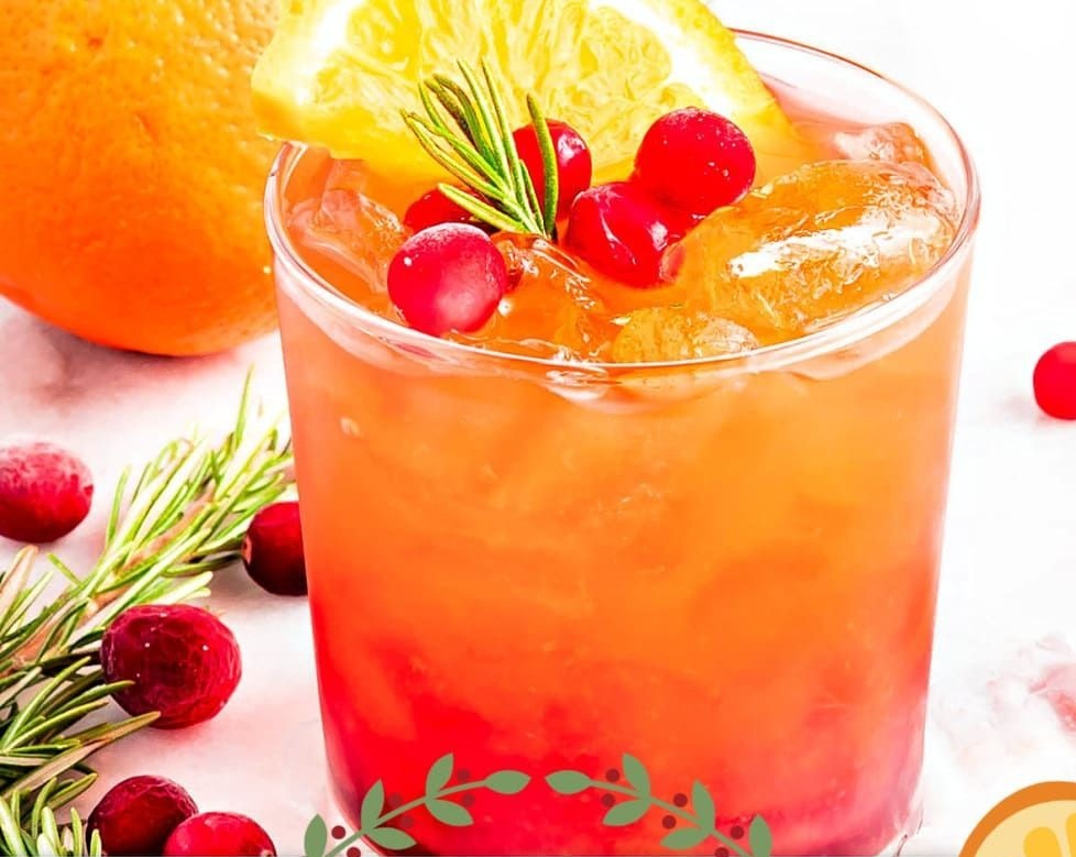 Easy Cranberry Rosemary White Christmas Sangria top view