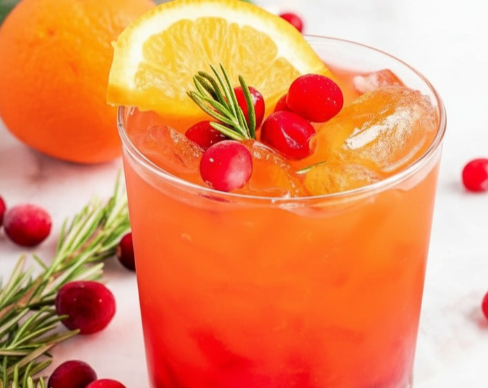 Easy Cranberry Rosemary White Christmas Sangria suggested serving