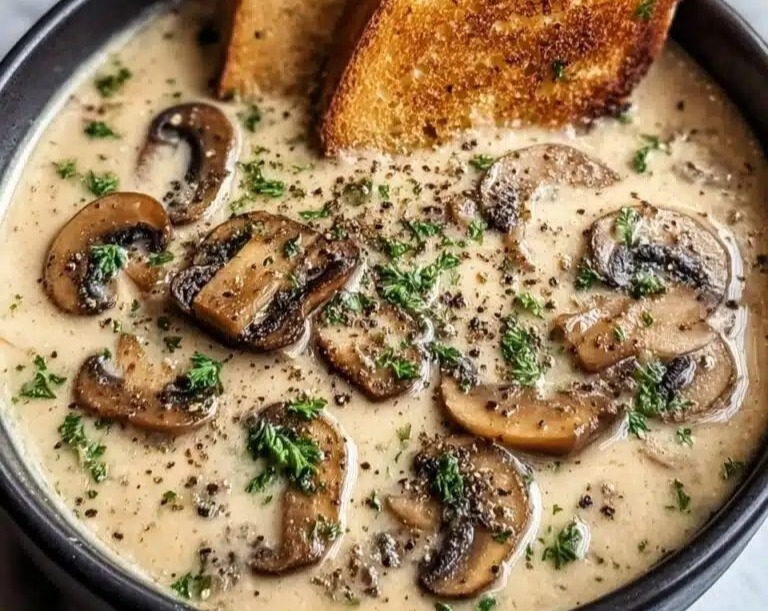 Elegant Creamy Mushroom Soup Healthy Earthy Autumn Recipe suggested serving