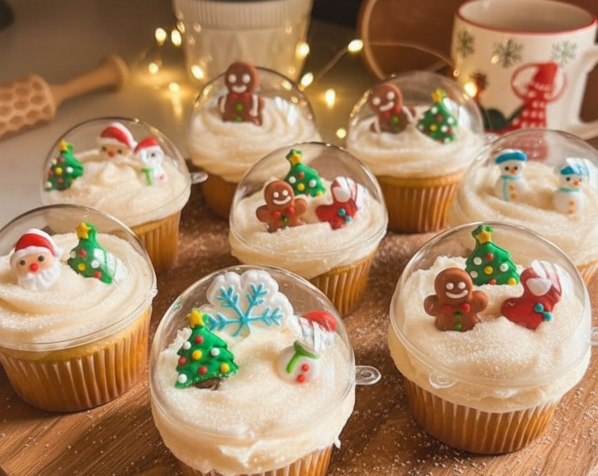 Holiday Hacks Adorable Snow Globe Cupcakes for Christmas Baking suggested serving