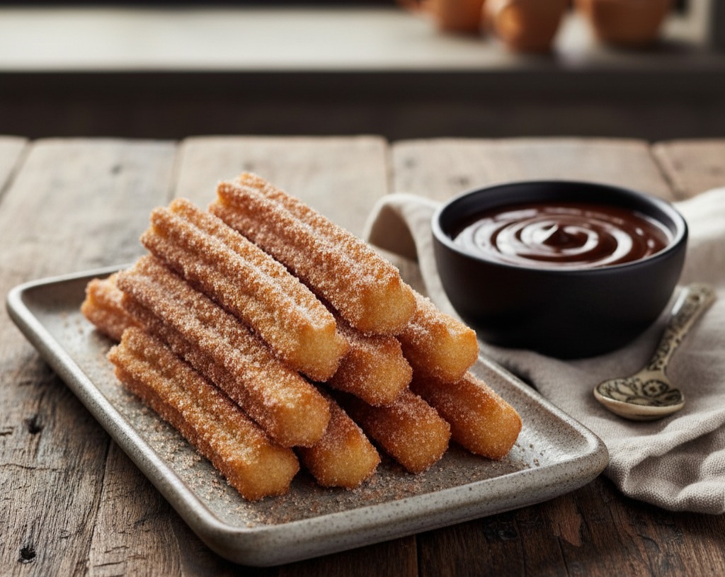 Homemade Air Fryer Churros Quick Easy Snack Dessert Recipe suggested serving