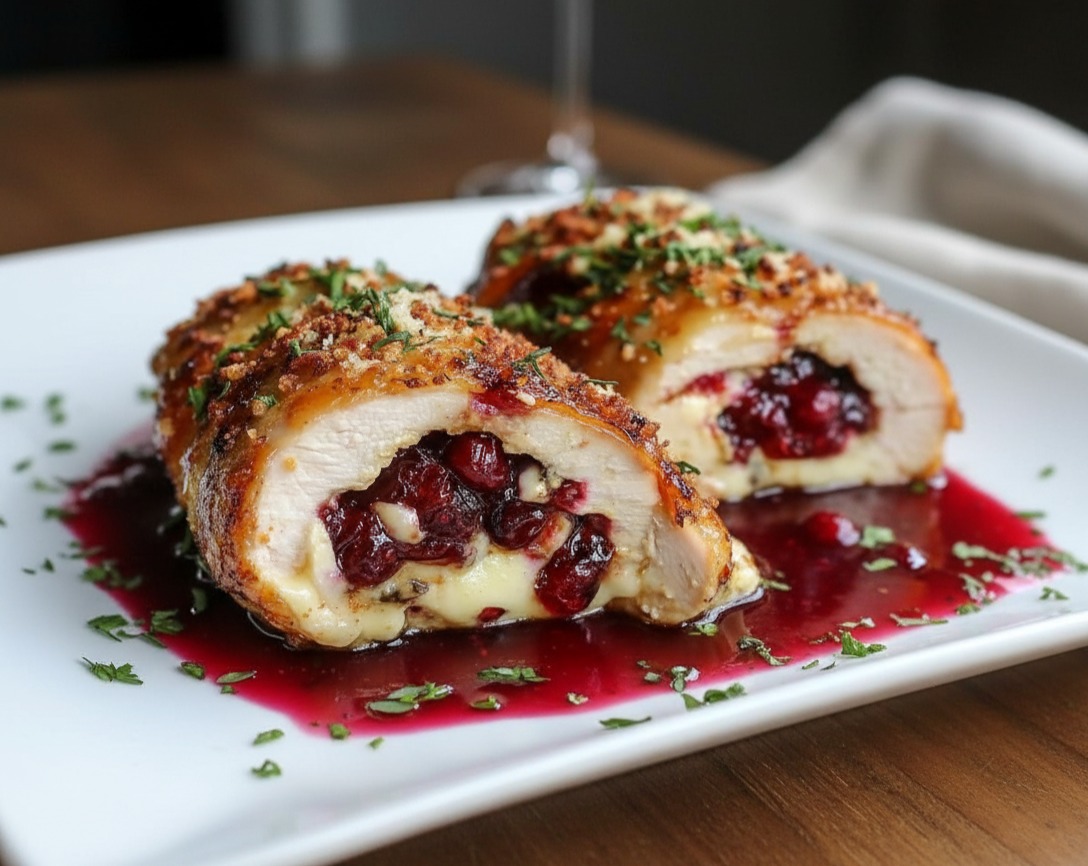 Impressive Cranberry Brie Stuffed Chicken for Elegant Holiday Dinners suggested serving