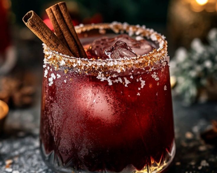 Spiced Christmas Margarita Festive Boozy Holiday Cocktail Drinks top view