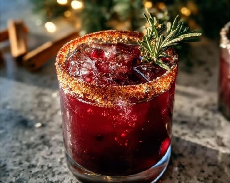 Spiced Christmas Margarita Festive Boozy Holiday Cocktail Drinks suggested serving