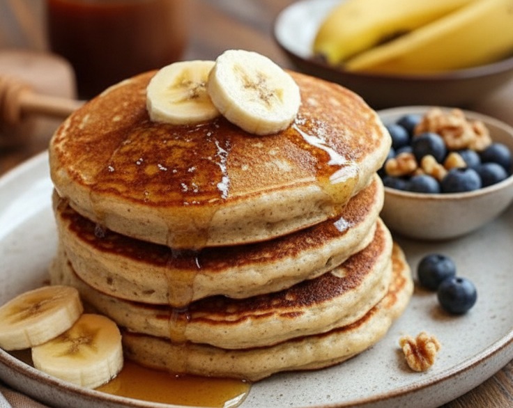 3 Ingredient Banana Oatmeal Pancakes Recipe Easy Good Breakfast suggested serving