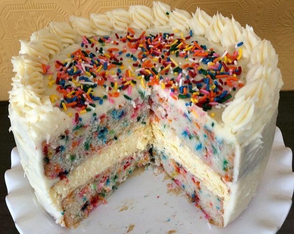 Best Funfetti Cake Ever Four Layer Birthday Cake Ideas top view