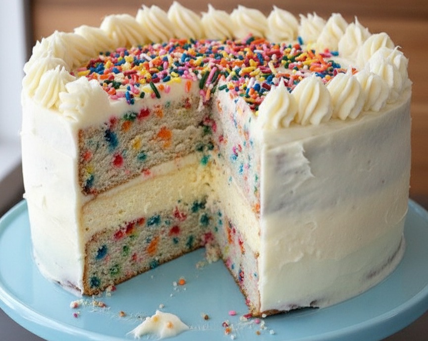 Best Funfetti Cake Ever Four Layer Birthday Cake Ideas suggested serving