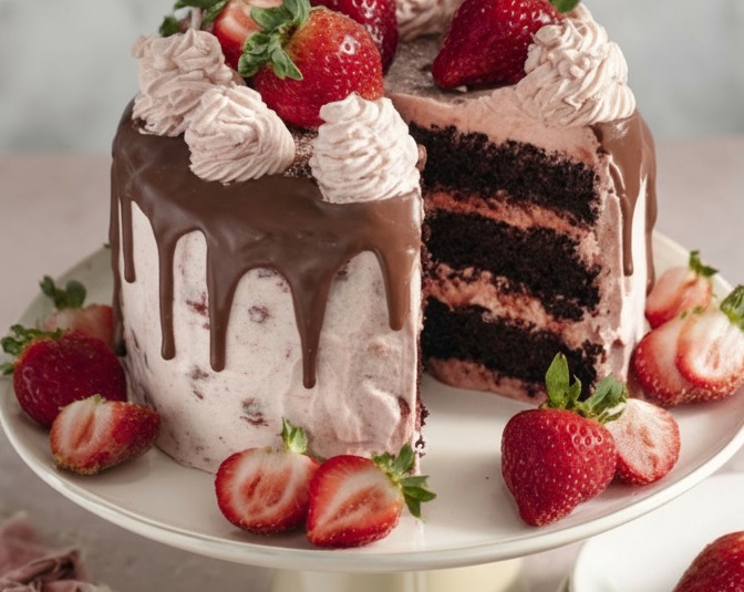 Decadent Dark Chocolate Strawberry Layer Cake Recipe – Gerlindekaschel