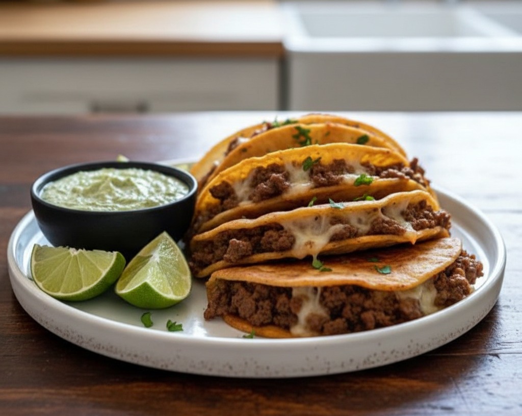 Delicious Crispy Beef Tacos Easy Fun Yummy Comfort Food Dinner suggested serving
