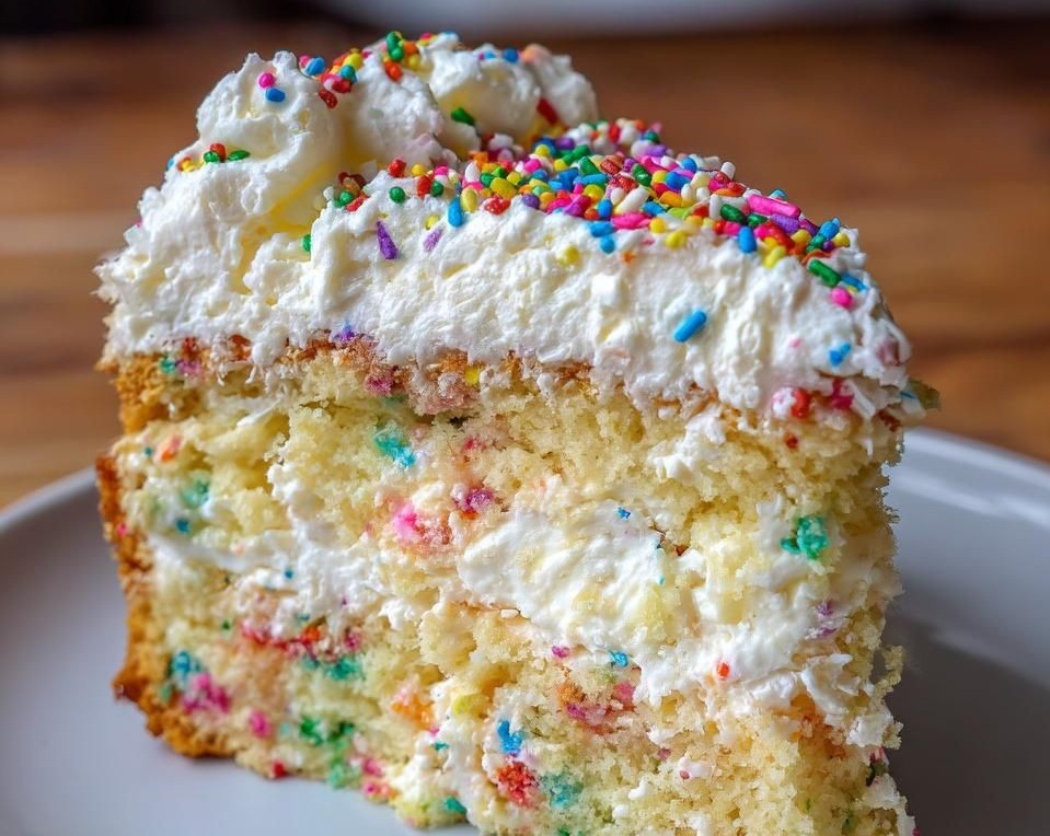 Grandma's Vintage Funfetti Cake Classic Old Fashioned Celebration Recipe top view