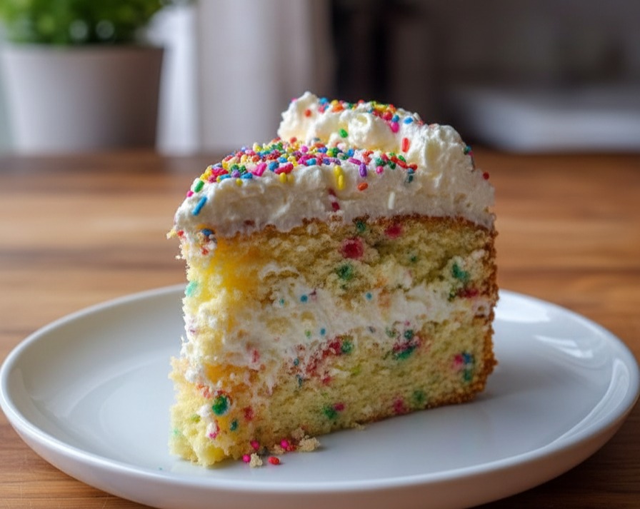 Grandma's Vintage Funfetti Cake Classic Old Fashioned Celebration Recipe suggested serving