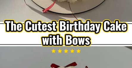 Vintage Bento Birthday Cake with Bows Aesthetic Red White Design