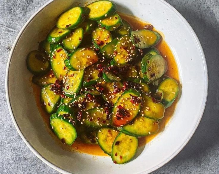 Easy Healthy Asian Inspired Cucumber Salad Recipe top view