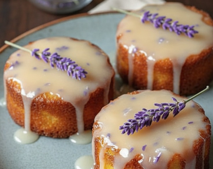 Elegant Mini Lemon Lavender Glazed Cakes for Tea Parties suggested serving