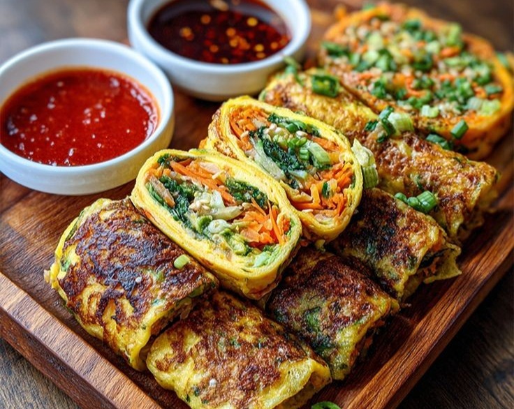Gyeran Mari Colorful Korean Rolled Omelette with Vegetables Recipe top view