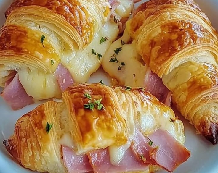 Baked Ham and Cheese Croissant Easy Breakfast Recipes top view