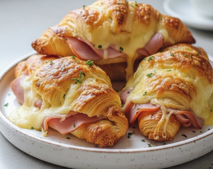 Baked Ham and Cheese Croissant Easy Breakfast Recipes suggested serving